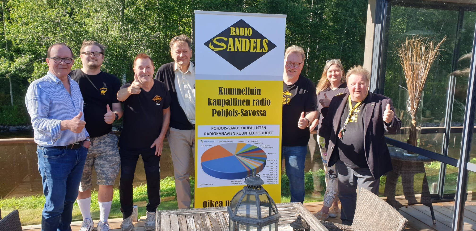 kuvassa: Kari, Antti, Teva, Juha, Jussi, Susanna ja Reijo